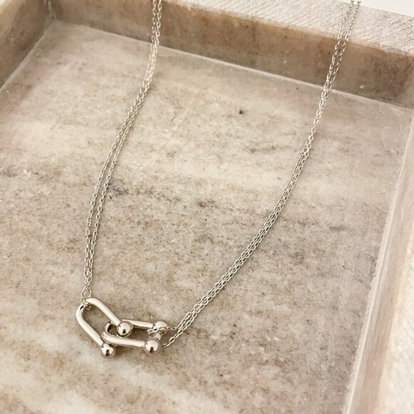 Jewelry - 925 Sterling Silver U Link Necklace Link Necklace Modern Choker Necklace